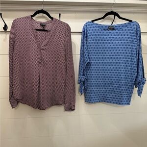 Lot of two blouses. The Limited. size large. Blue and Burgundy.